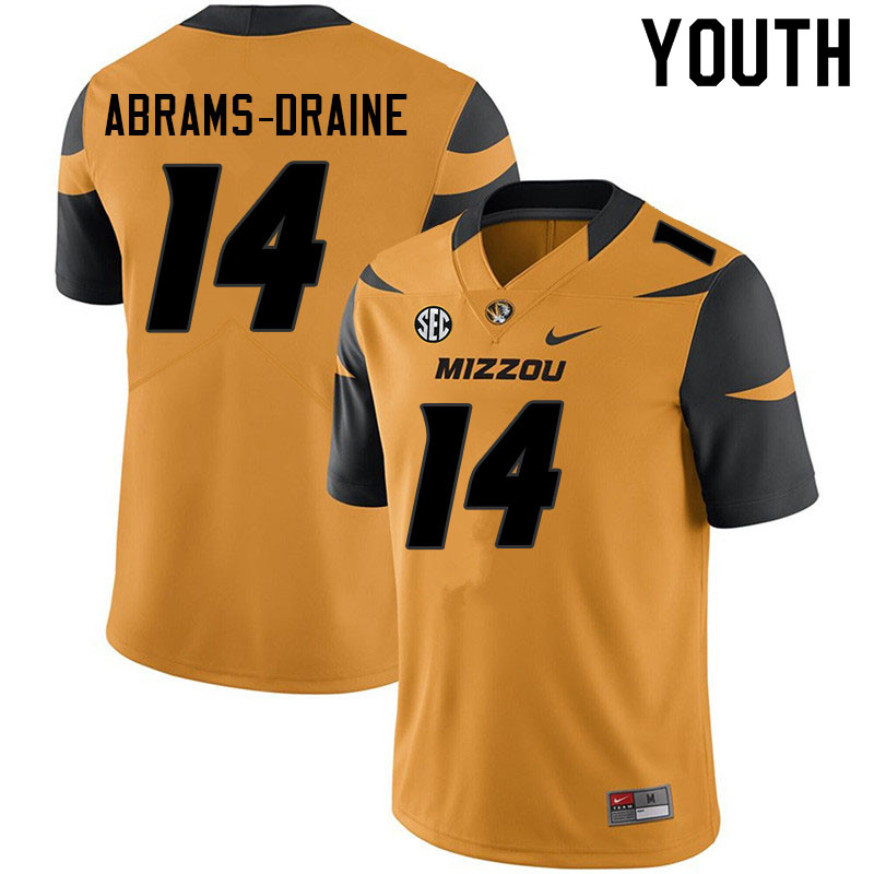 Youth #14 Kris Abrams-Draine Missouri Tigers College Football Jerseys Sale-Yellow - Click Image to Close